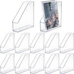 6 Pieces Clear Acrylic Magazine File Holder Plastic Desk Organizer with Handle Basics Vertical Magazine Rack Desk Folder Document Storage Organizer for Office Home School Work Study Desktop Supplies